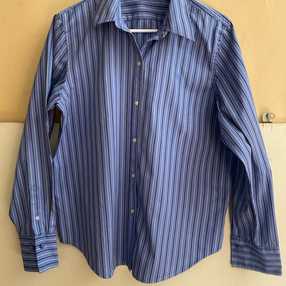 Ralph Lauren Blue Striped Button Down Shirt
